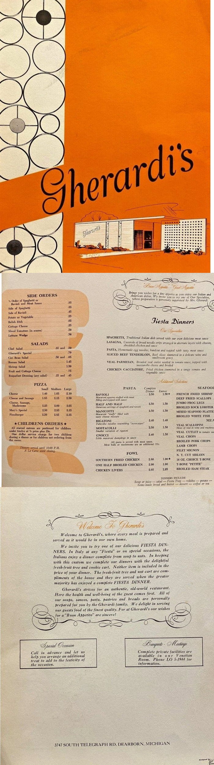 Gherardis Restaurant - Menu